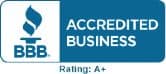Better Business Bureau Accredited Business logo with A+ rating